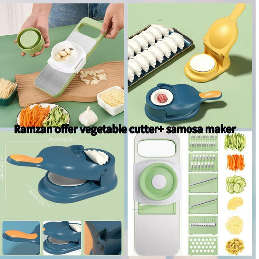 Ramzan Discounted Deal Samosa Maker Dumpling Maker and 5 in 1 Vegetable Cutter Stainless Steel (Free Cash on delivery)